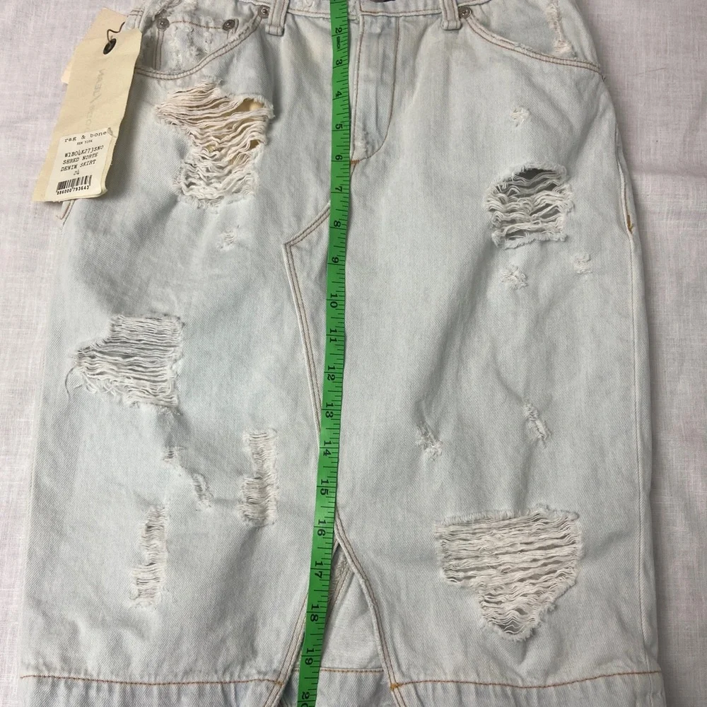 NWT Rag & Bone Light Denim Skirt Norte Distressed Shredded Size 24 Y2K - Picture 9 of 9